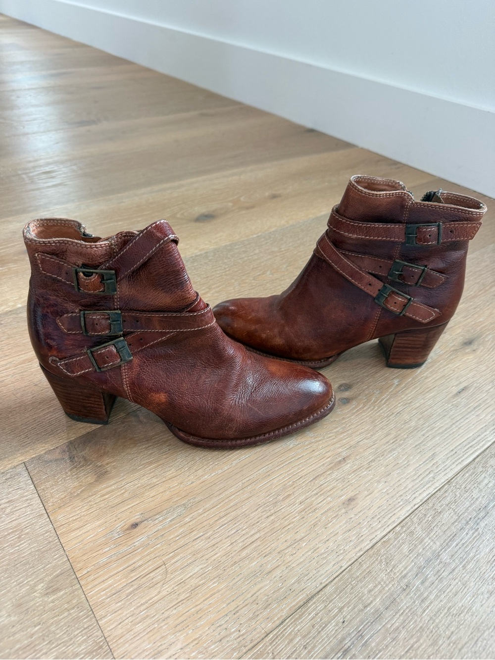 Bed Stu Heeled Bootie with Buckle Straps Size 8.5